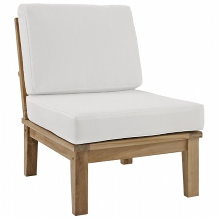 EAST END IMPORTS Marina Outdoor Patio Teak Middle Sofa, Natural White EEI-1150-NAT-WHI-SET